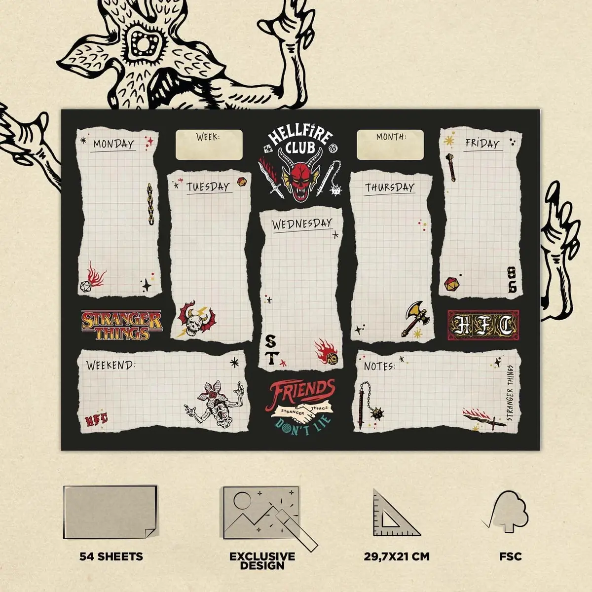Stranger Things A4 Weekly Planner 1
