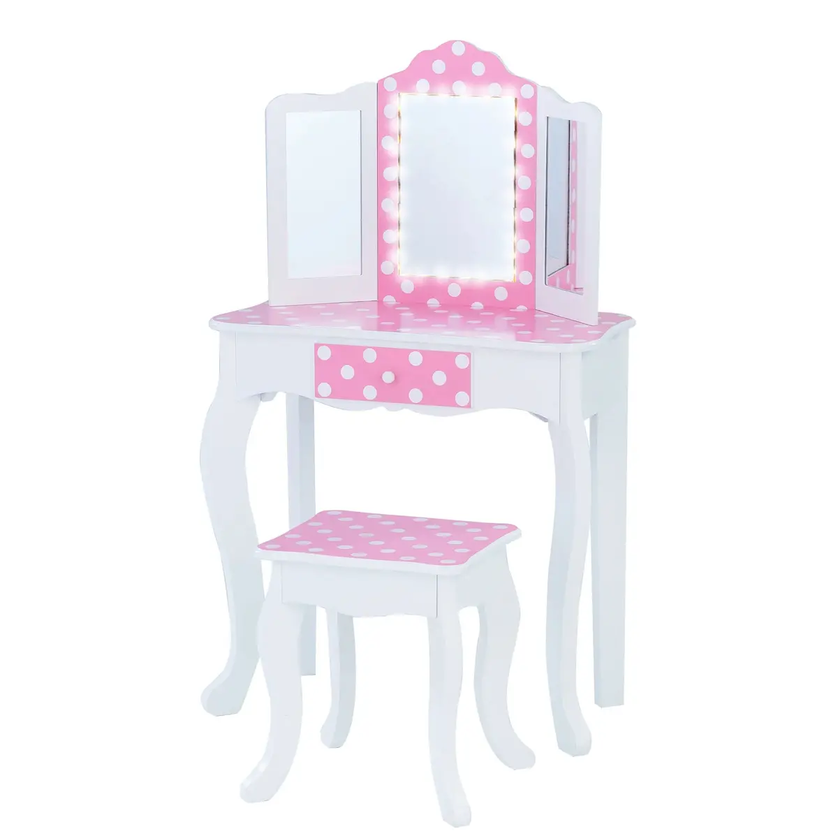 Teamson Kids Little Princess Gisele Fashion Polka Dot Prints Vanity Set 1
