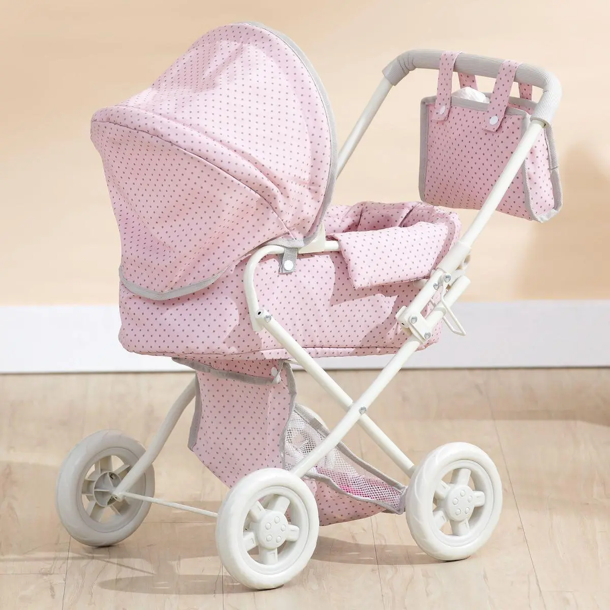 Teamson Ol-00003 Dots Princess Baby Doll Deluxe Stroller - Pink & Gray Dolls 1