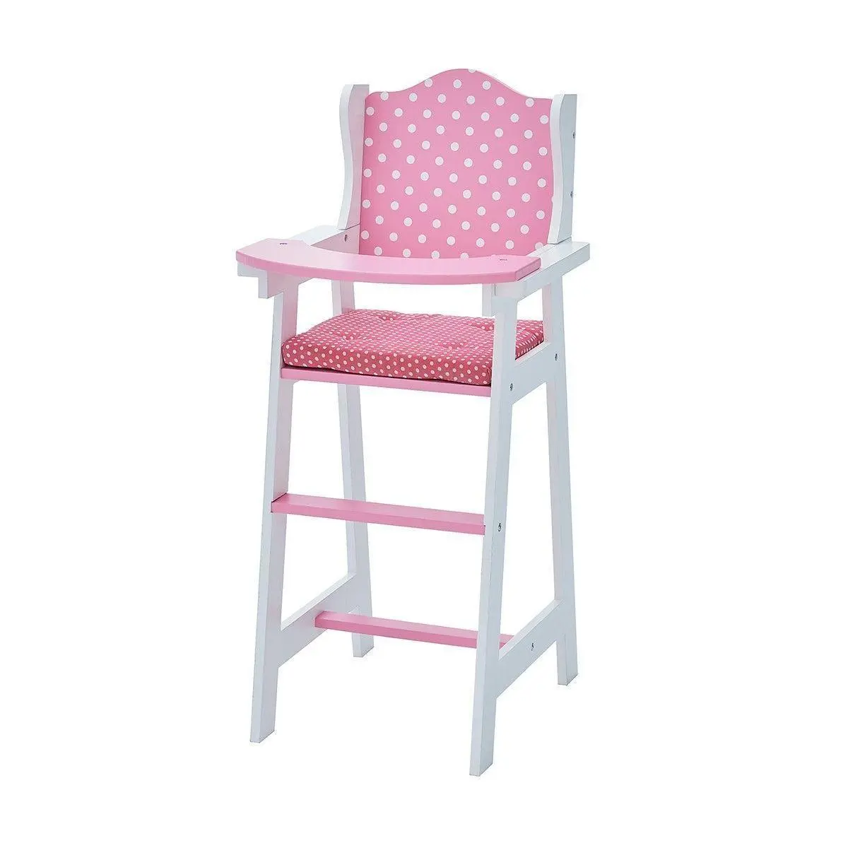 Teamson Usa Olivia's Classic Baby Doll High Chair - Pink/White Polka Dot Dolls Accessories 1