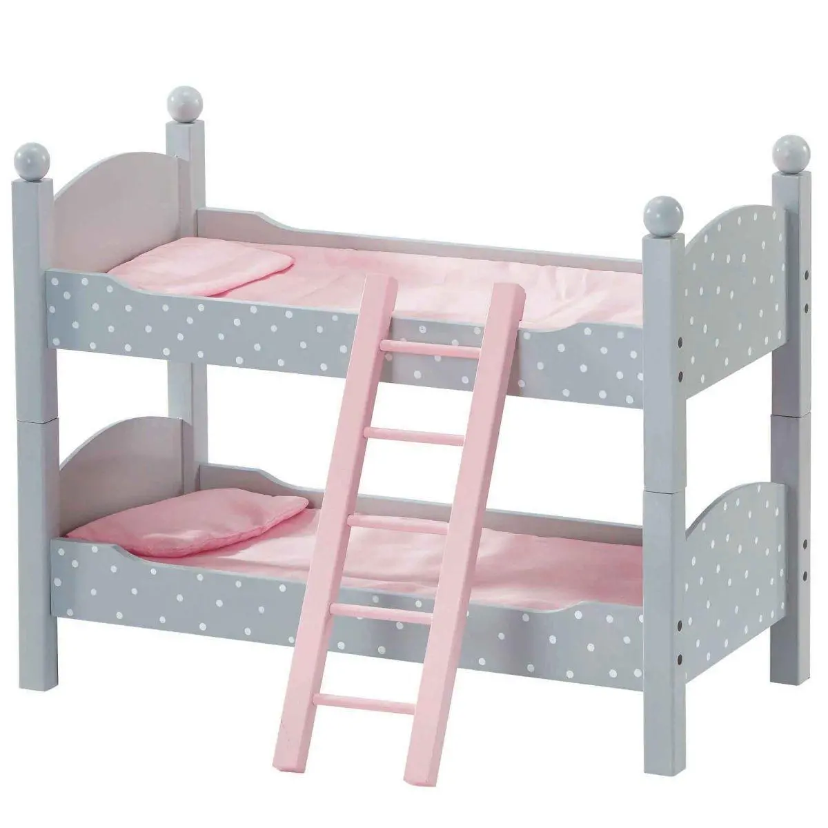 Teamson Usa Polka Dots Princess 18-Inch Doll Double Bunk Bed - Gray/Pink 1