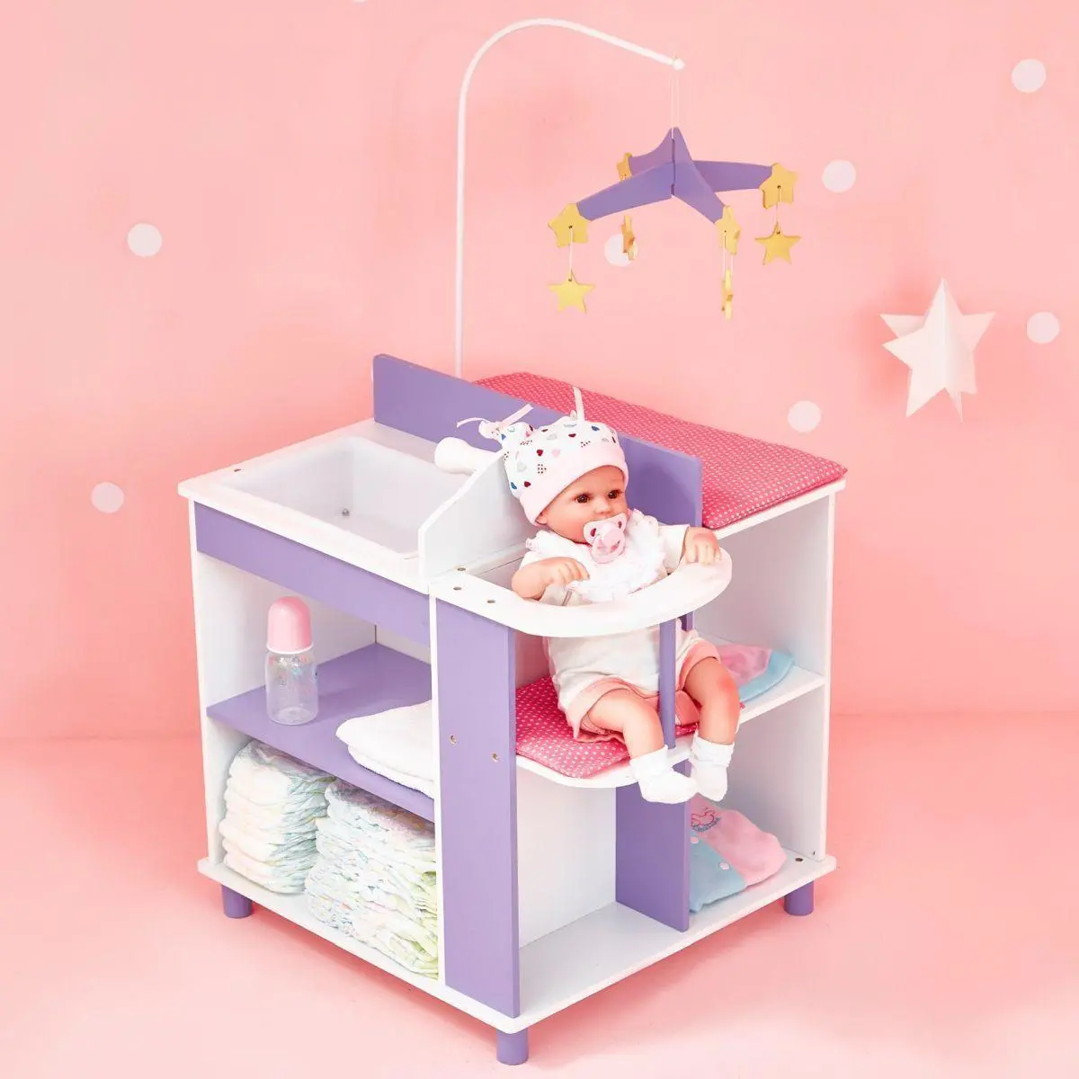 Teamson Usa Little Princess Baby Doll Changing Station With Storage Furniture 1