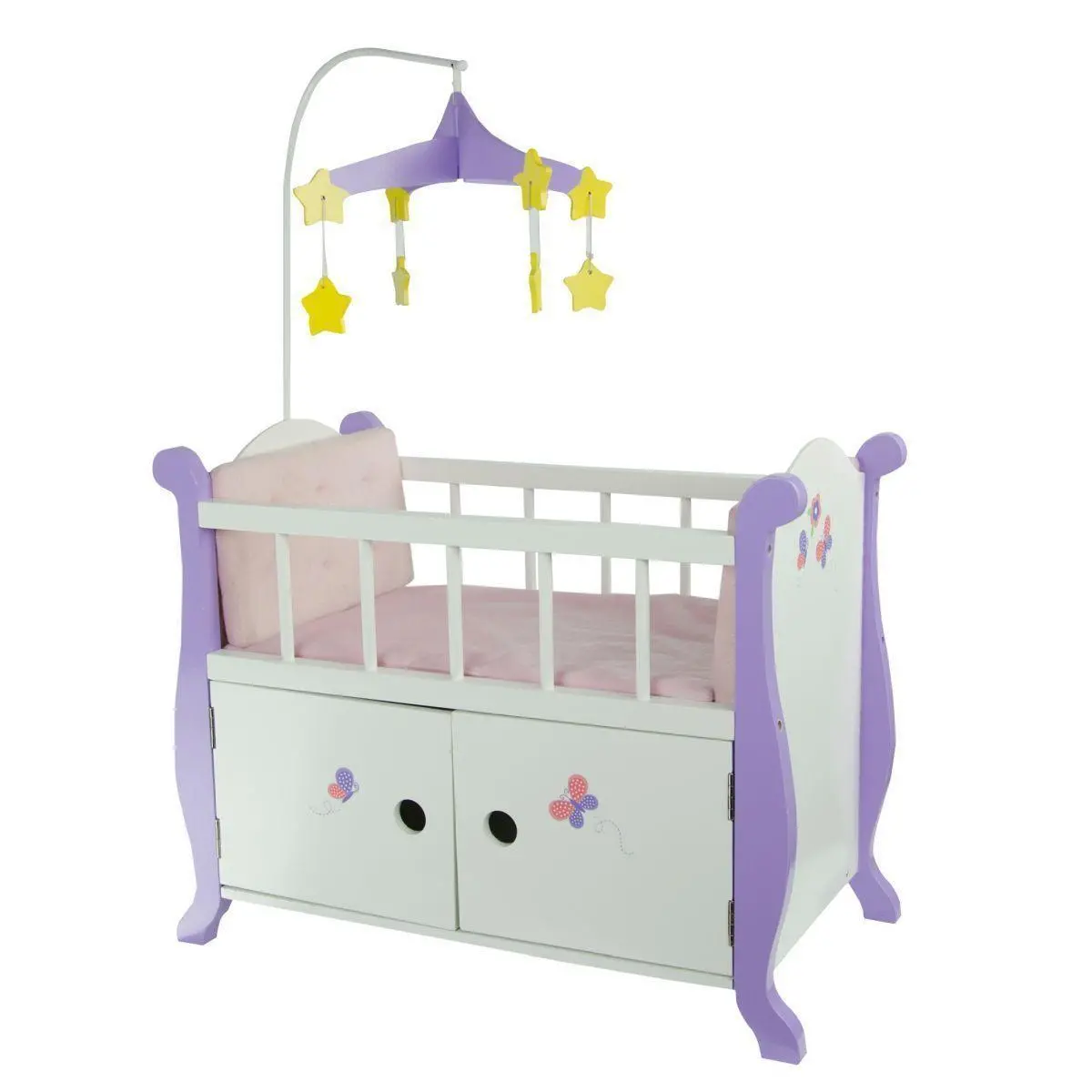 Teamson Usa Td-0206A Little Princess Baby Doll Nursery Bed With Cabinet Dolls Accessories 1