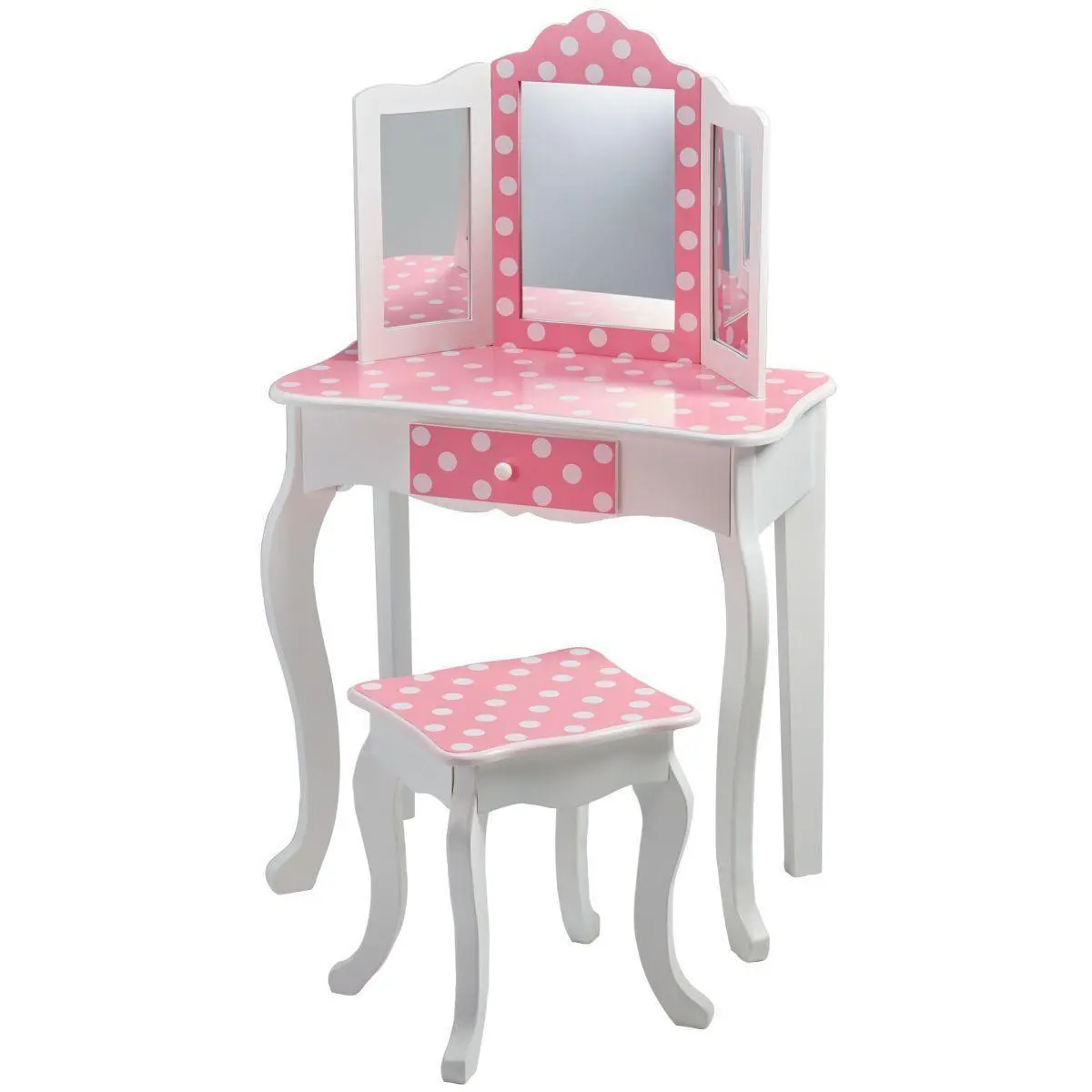 Teamson Usa Fashion Polka Dot Prints Gisele Toy Vanity Set - Pink / White Furniture 1