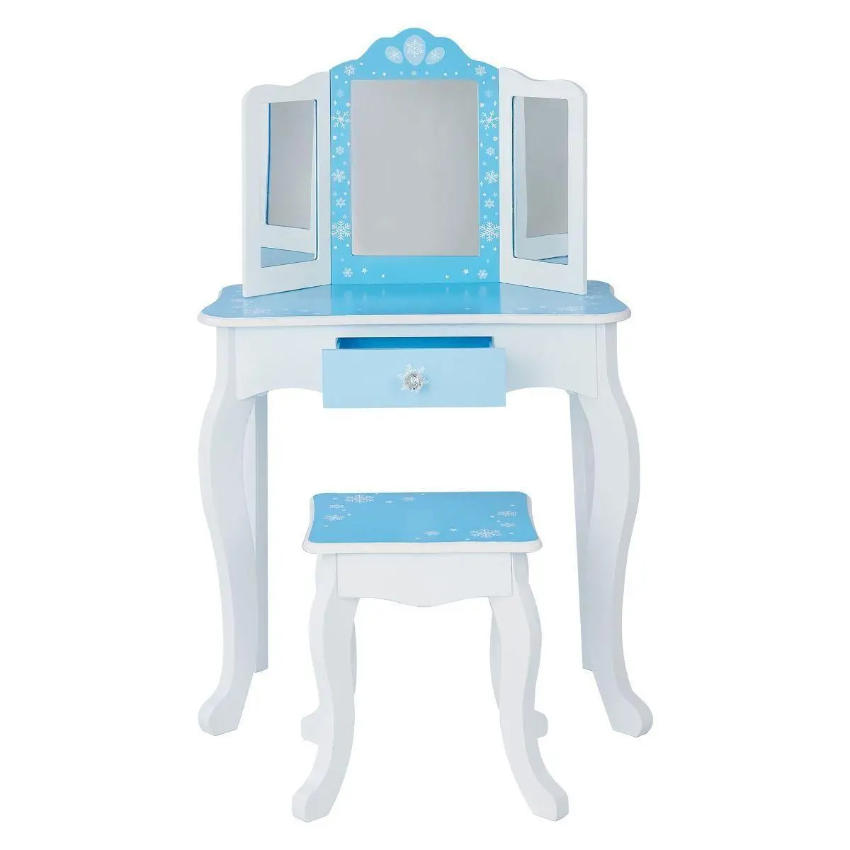 Teamson Usa Td-11670O Fashion Snow Flake Prints Gisele Play Vanity Set Icy Blue And White 1