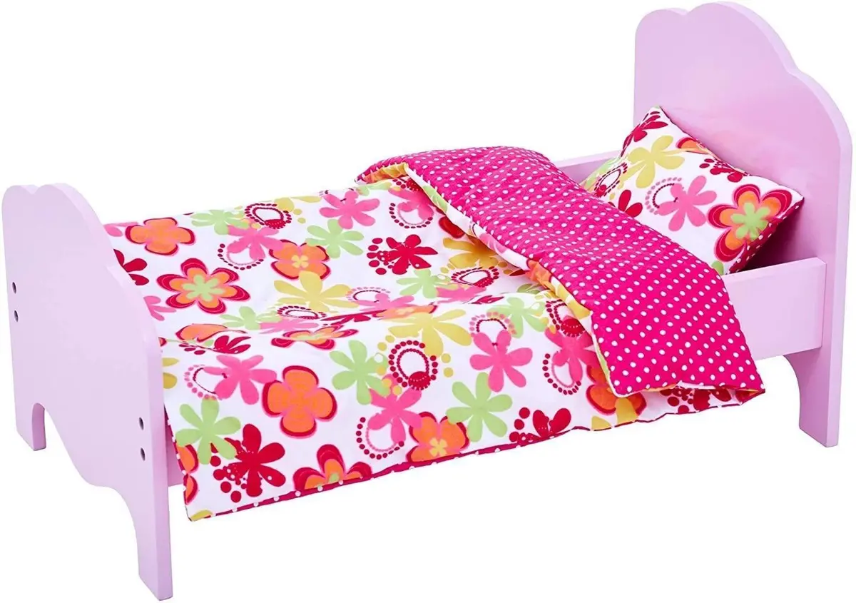 Teamson Usa Td-11929-1F Single Bed With Bedding Dolls Accessories 1