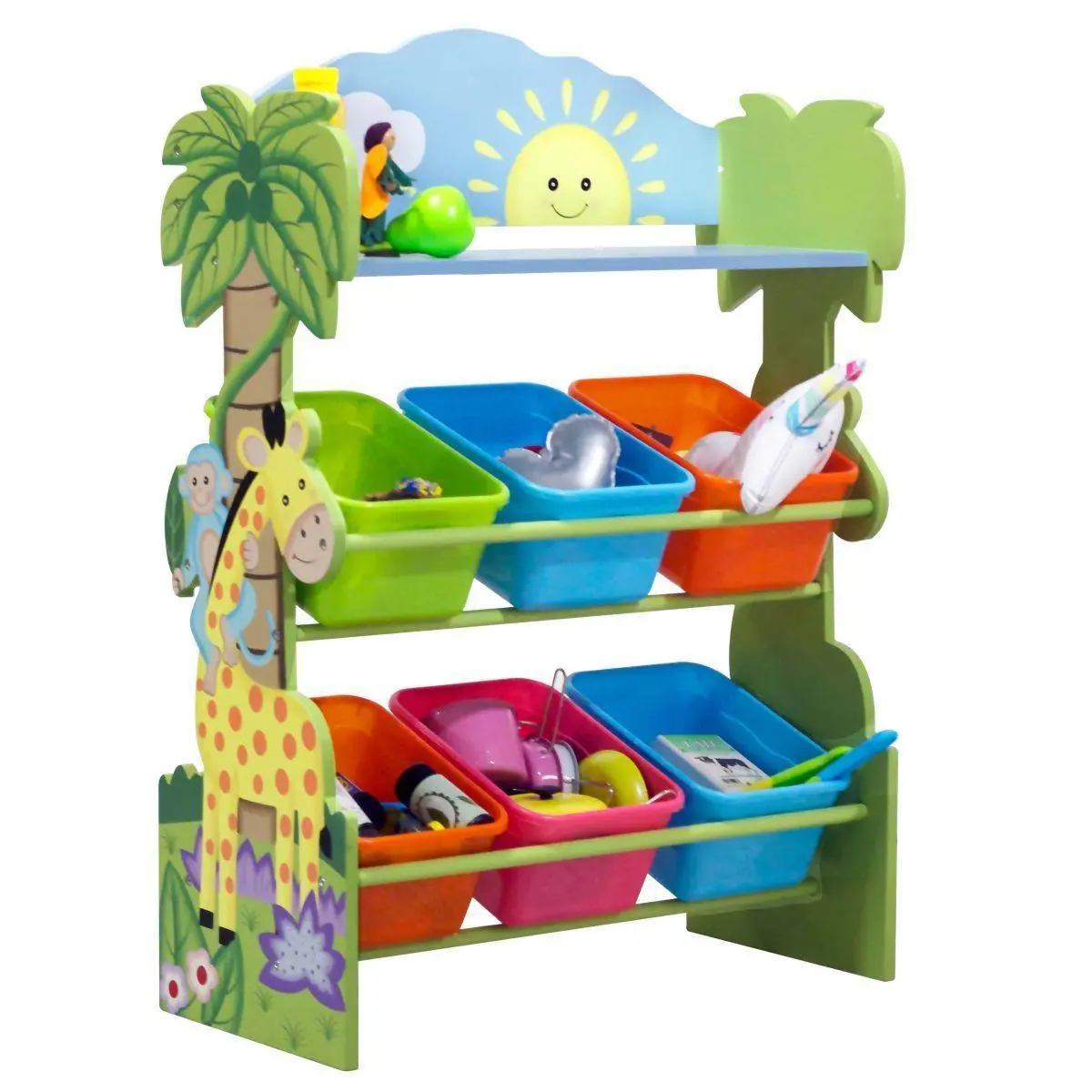 Teamson Usa Td-12242Ar Sunny Safari Toy Organiser With Storage Bins 1