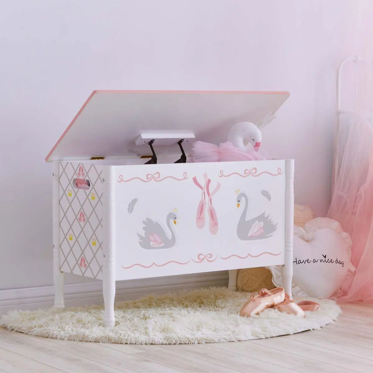 Teamson Usa Swan Lake Ballerina Hand-Painted Toy Chest Furniture 1