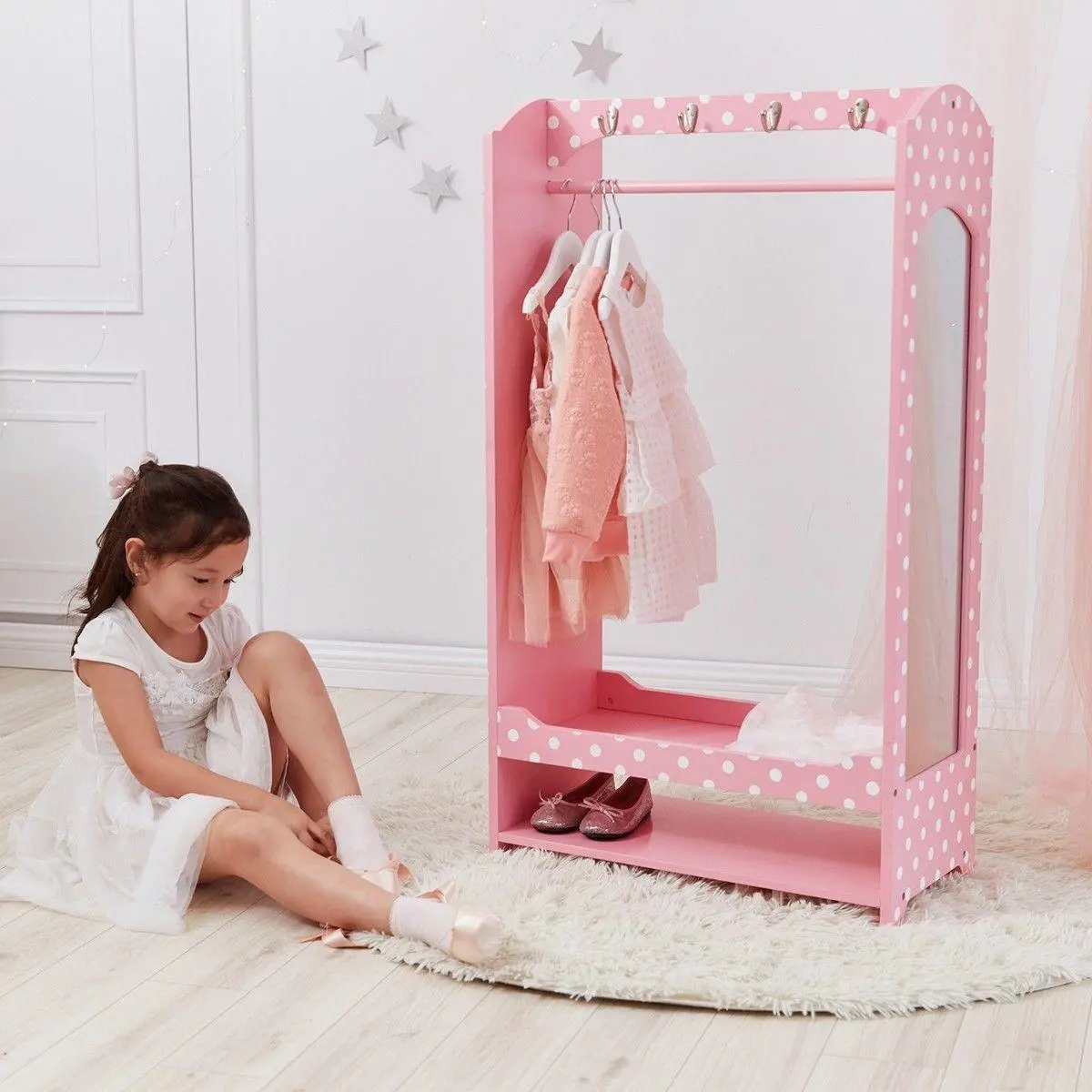 Teamson Usa Td-12949A Fashion Polka Dot Prints Bella Dress Up Unit - Pink / White 1