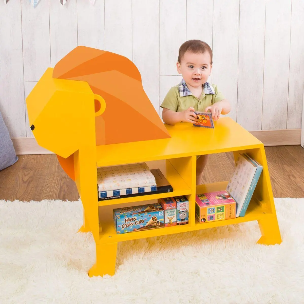 Teamson Usa Zoo Kingdom Lion Toy Bookshelf - Yellow / Orange 1