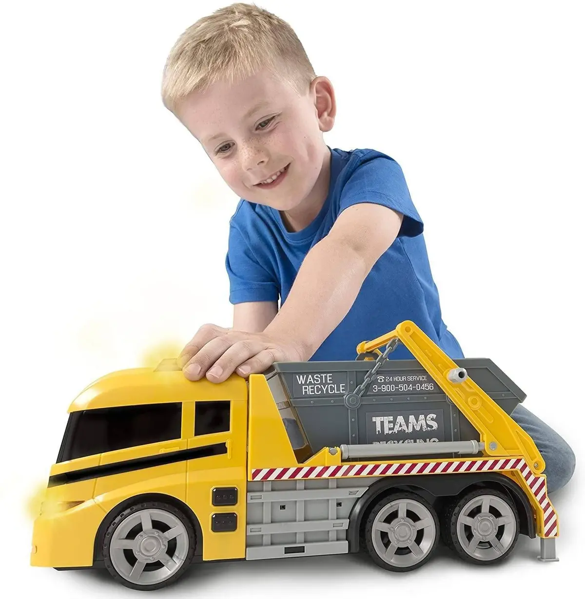 Teamsterz 1416394 Large Light & Sound Skip Lorry - Yellow Interactive 1
