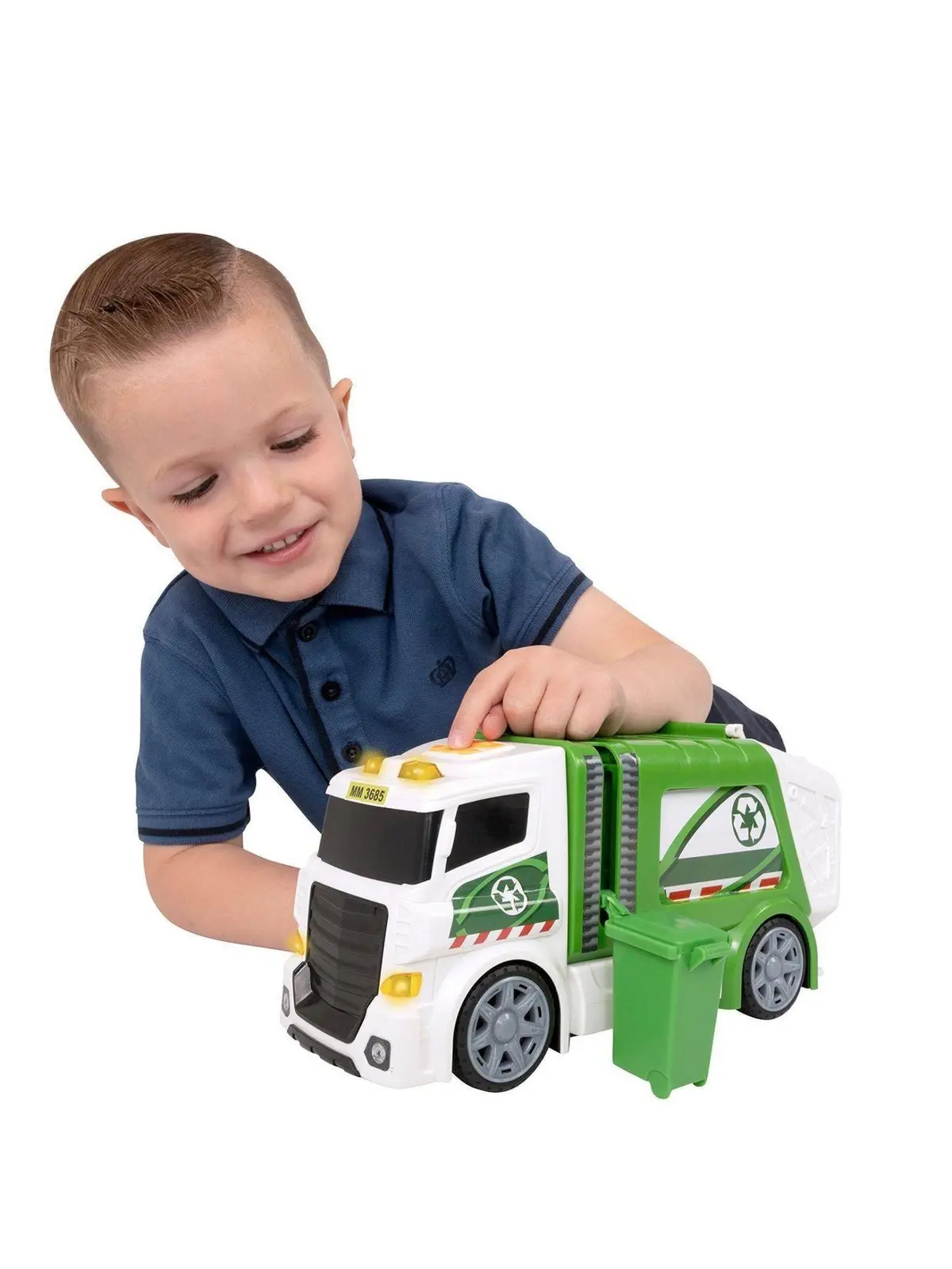Teamsterz Large Light And Sound Mighty Moverz Garbage Truck - White/Green Interactive 1