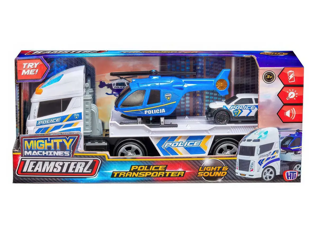 Teamsterz Light And Sound Police Helicopter Transporter 1