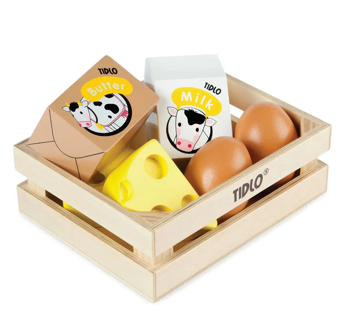 Tidlo Wooden Eggs And Milk In A Crate 1