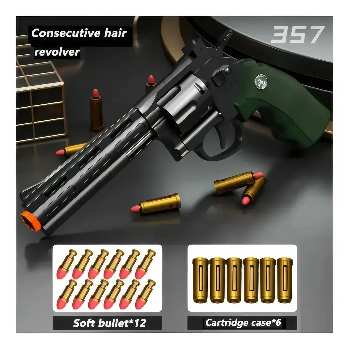Toy Revolver Foam Blaster Gun 28Cm - Dark Green 1