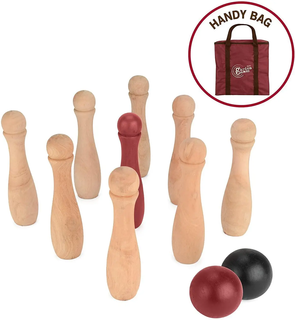 Toyrific Garden Games Wooden Skittles Bowling Set 1
