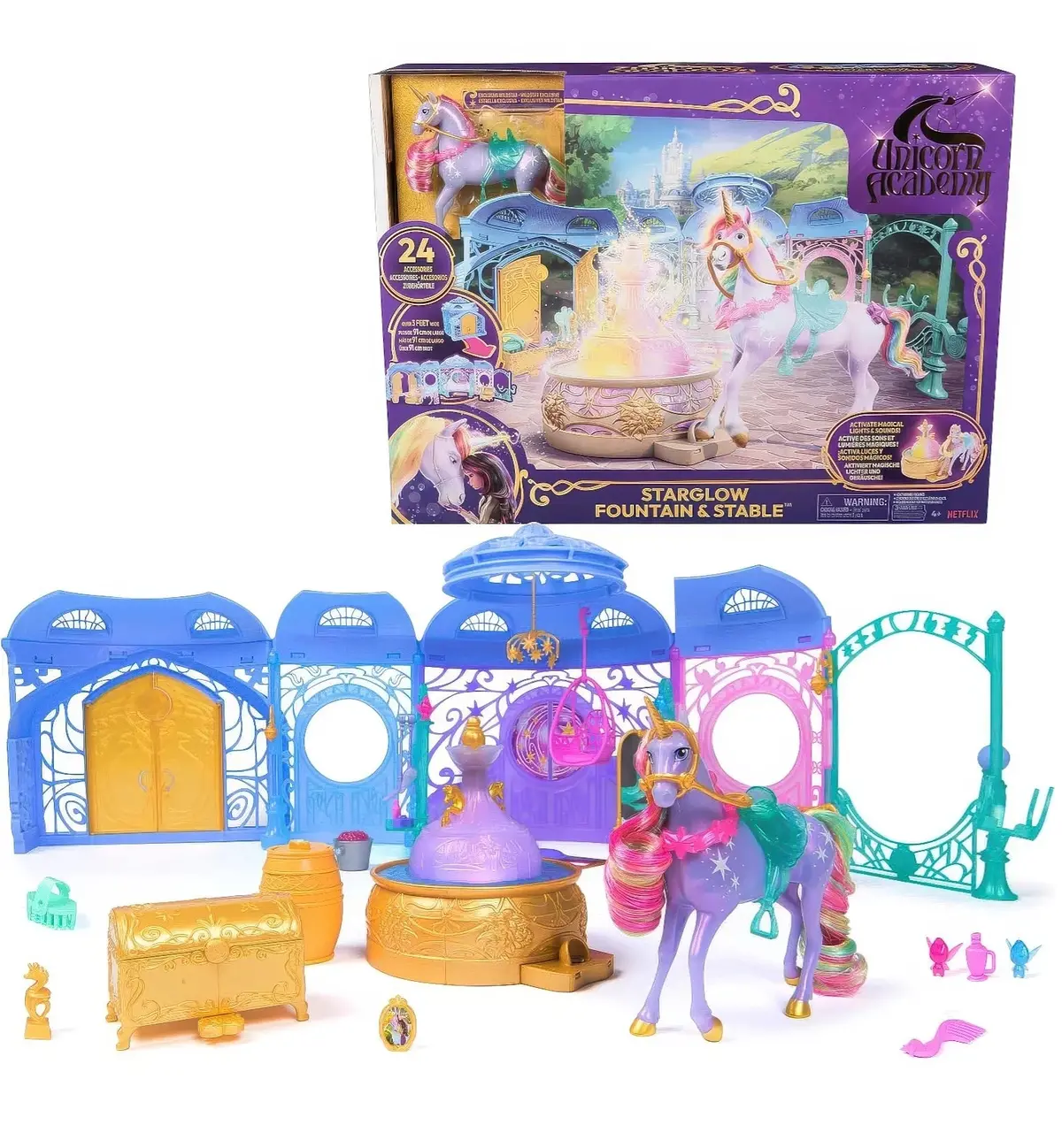 Unicorn Academy Starglow Fountain & Stable Playset 1
