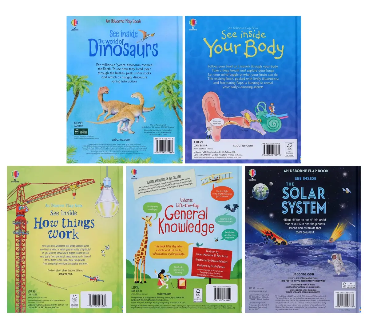 Usborne Lift The Flap See Inside Series Book Assortment 1