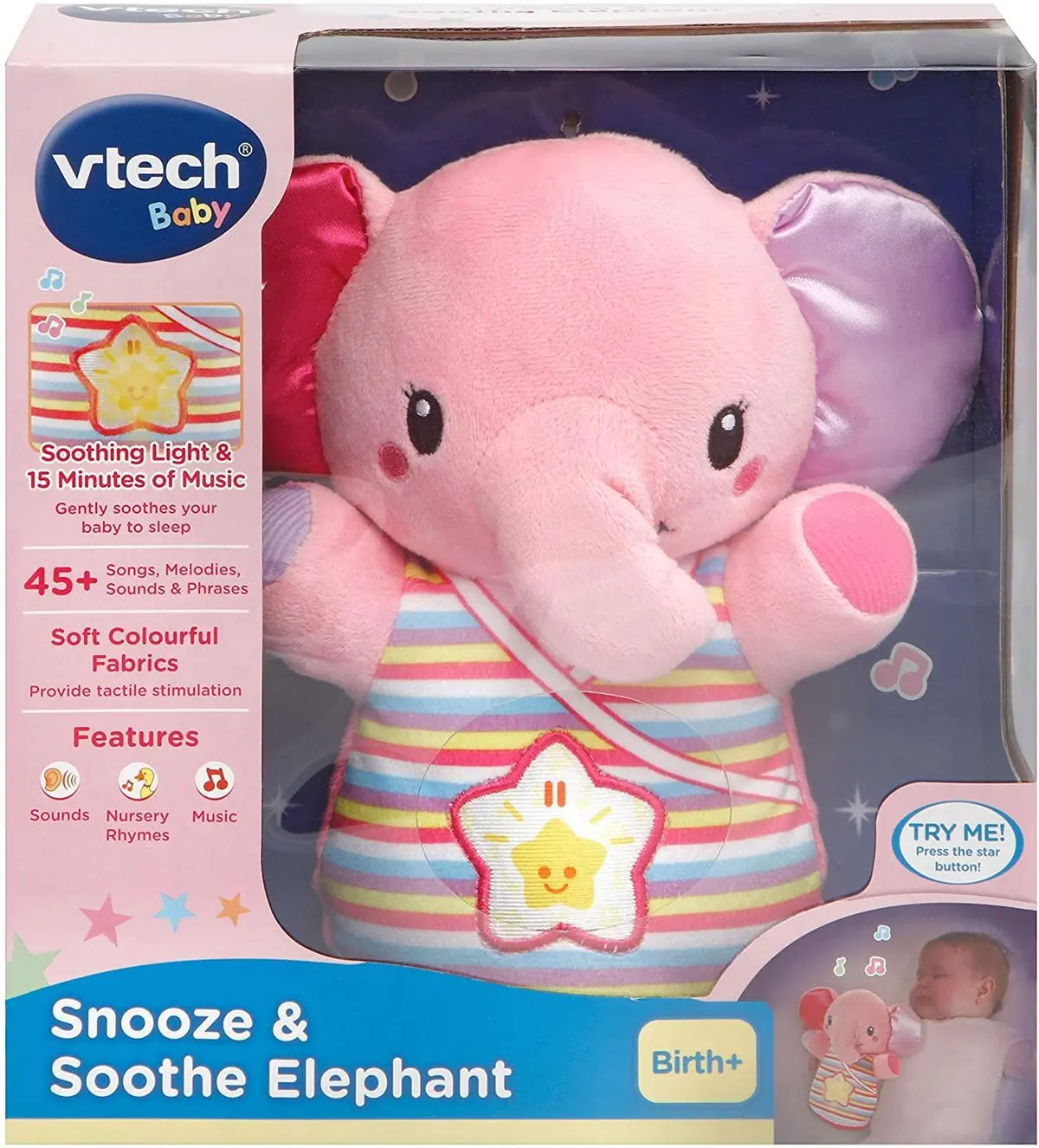 Vtech 508653 Snooze And Soothe Elephant Pink 1