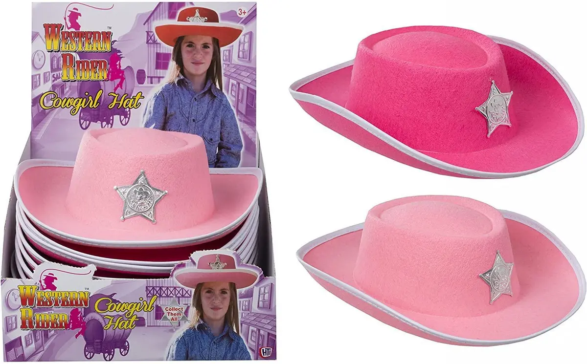 Western Riders Fancy Dress Girls Cowgirl Hat - Pink 1