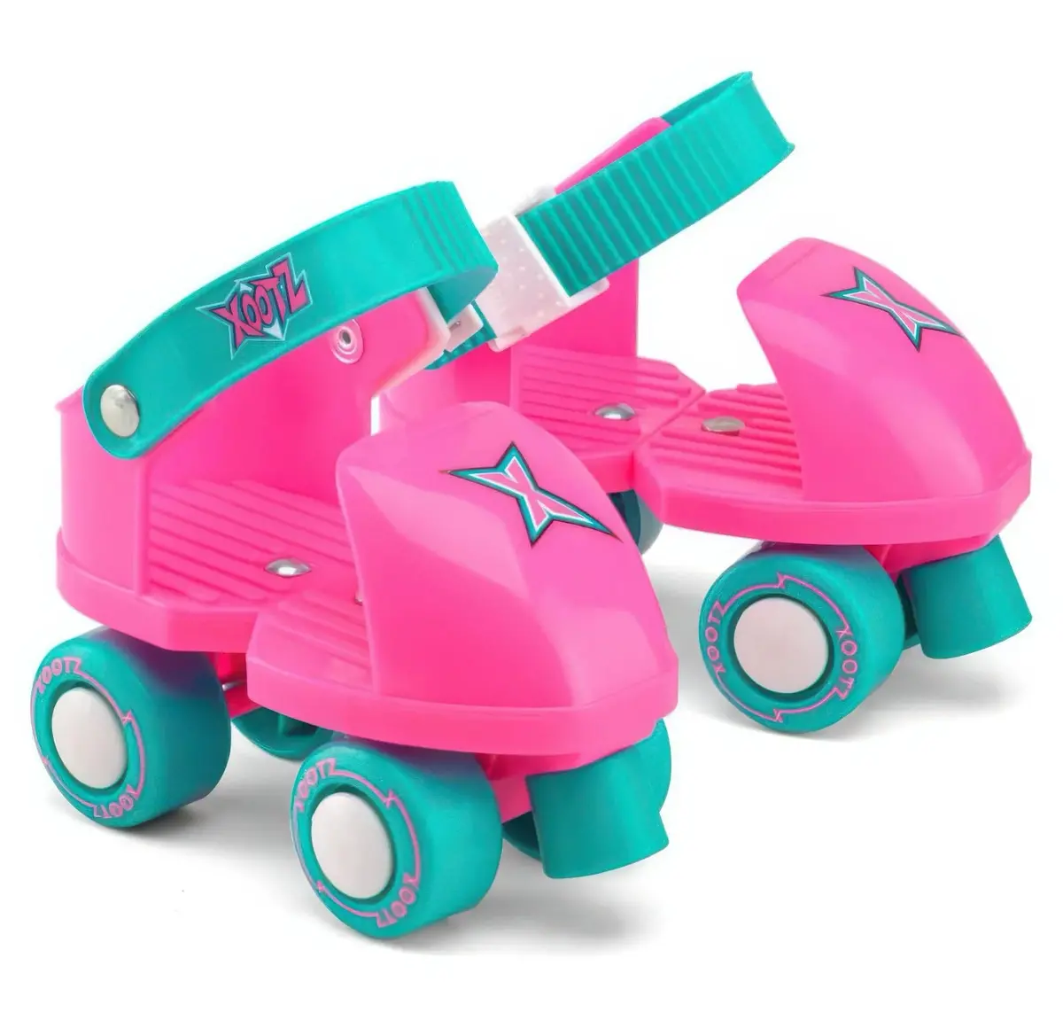 Xootz Beginner Trainer Skates, My First 4 Wheel Quad Roller Skates - Pink 1