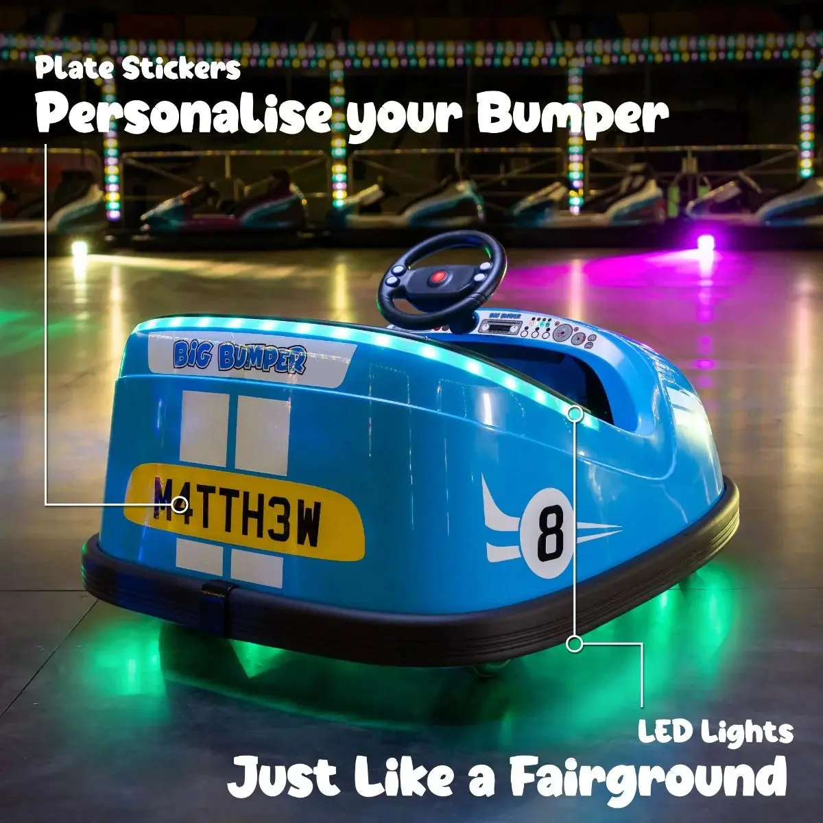 Xootz Big Bumper Car – Two-Seater Rideon - 360 Spin Ride-On - Blue 2