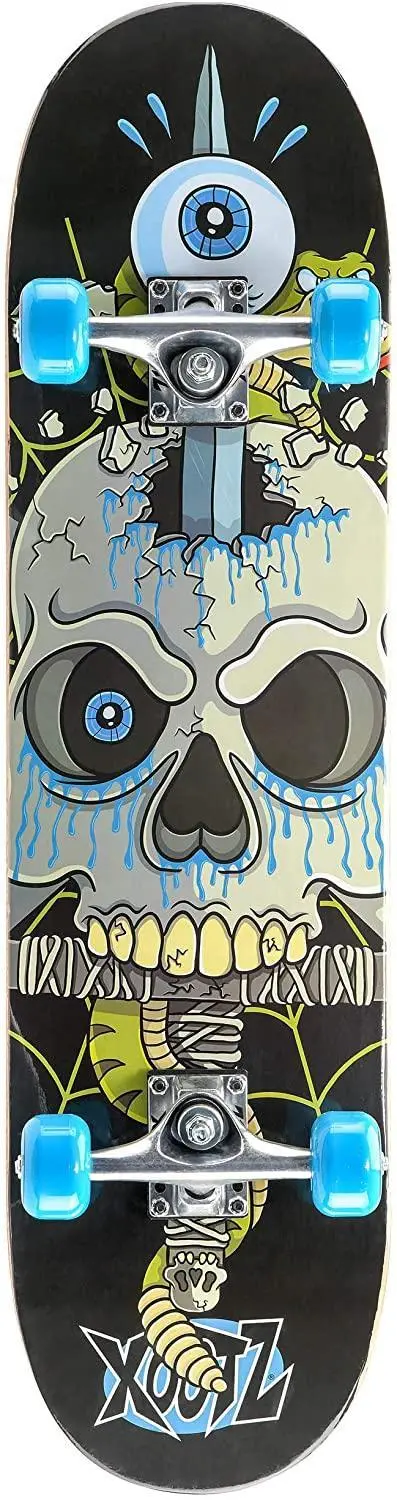 Xootz Double Kick 31-Inch Trick Skateboard, Snake Skull 1