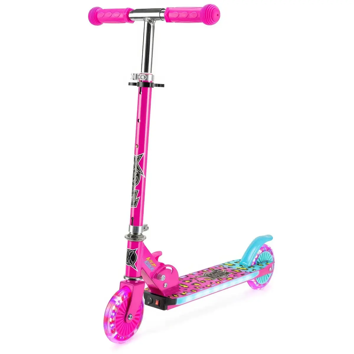 Xootz Wild Rider - Pink Leopard Light Up Led Scooter 1