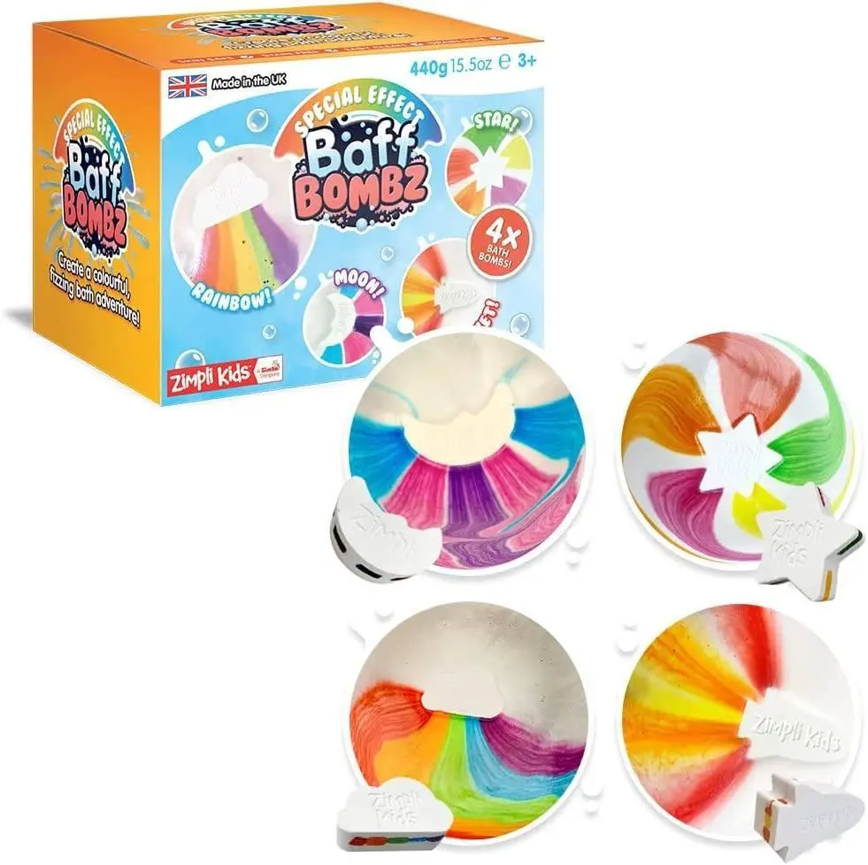 Zimpli Kids Fizzing Special Effect Baff Bath Bombz - 4 Pack 440G 1