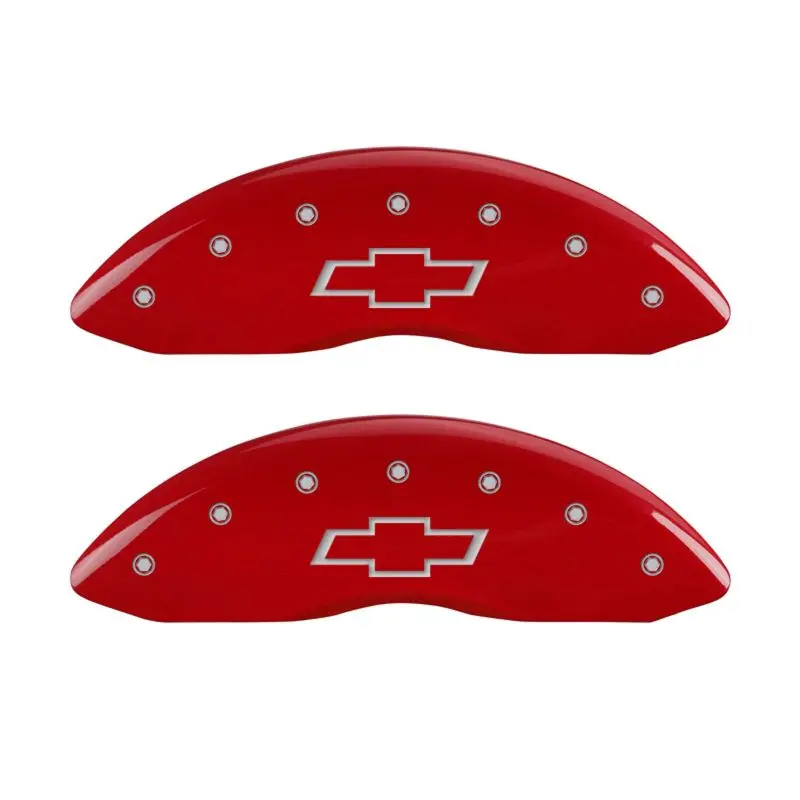 Mgp Bowtie-Branded Caliper Covers – Red Finish With Silver Characters, Front & Rear Set 1