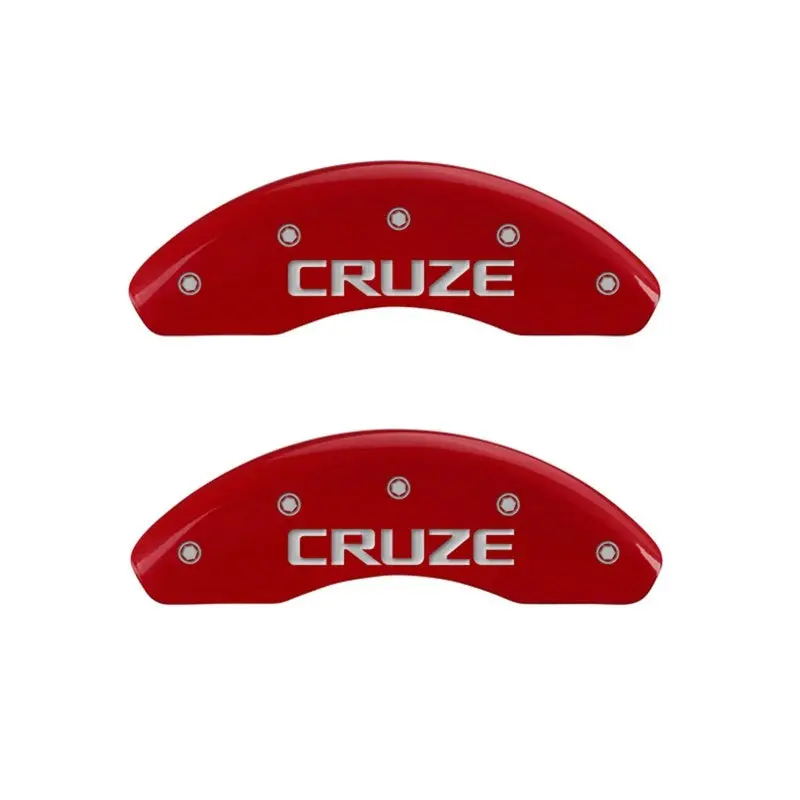 Mgp Engraved Front Caliper Cover Pair – Chevrolet Cruze, Red Finish With Silver Chrome Accent 1