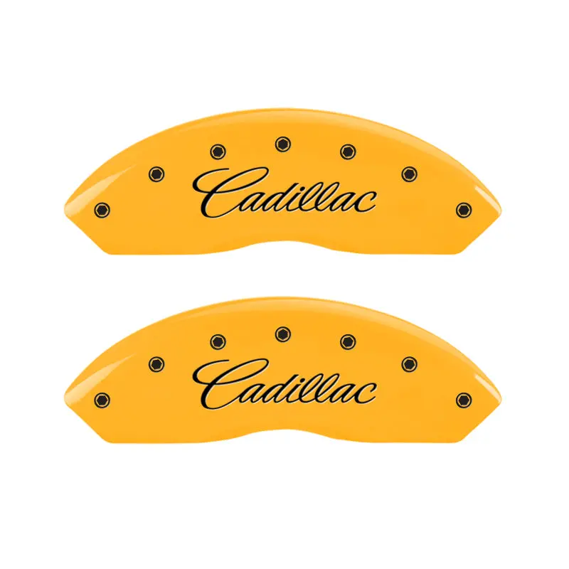 Mgp Engraved 4-Piston Caliper Covers – Front & Rear For 2005 Cadillac Cts (Yellow Finish With Black Char) 1