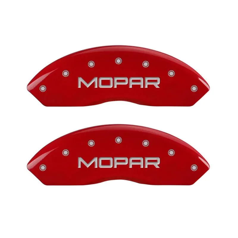 Mgp Engraved 4-Piece Caliper Cover Set – Mopar Red Finish With Silver Chrome Accents 1