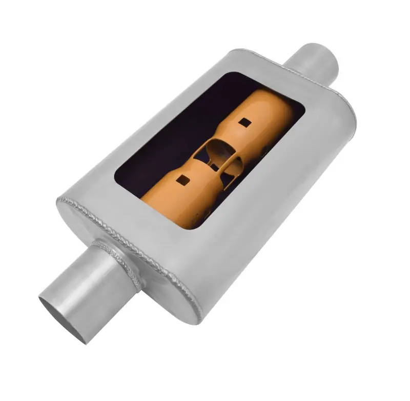 Gibson Mwa Superflow Oval Muffler – 4X9X14 Inch Dimensions, 3-Inch Inlet/Outlet, Stainless Construction 1