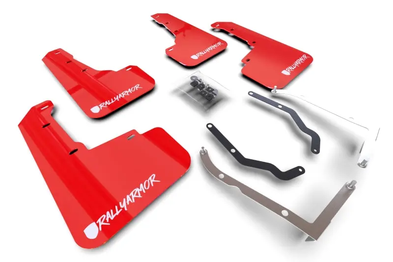 Rally Armor Ur Series Mud Flaps For 2018–2022 Subaru Crosstrek Xv – Lift/At Fitment, Red Trim, White Logo 1