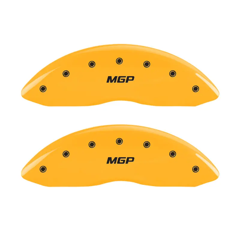 Mgp Engraved 4-Piston Caliper Covers – Front & Rear, Yellow Finish With Black Chrome, For 2005 Nissan Maxima 1