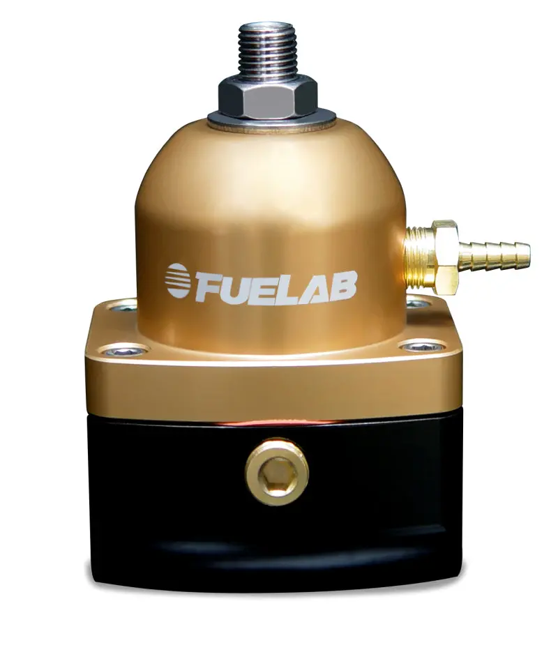 Fuelab 515 Adjustable Carburetor Fuel Pressure Regulator – 1–3 Psi, Dual -10An In / Single -6An Return (Gold) 1