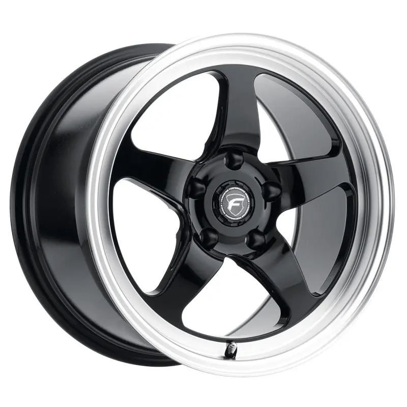 Forgestar F091 18X5.0 D5 Drag 5X115 Et-37 Bs1.5 Gloss Black W/ Machine Lip 78.1 1