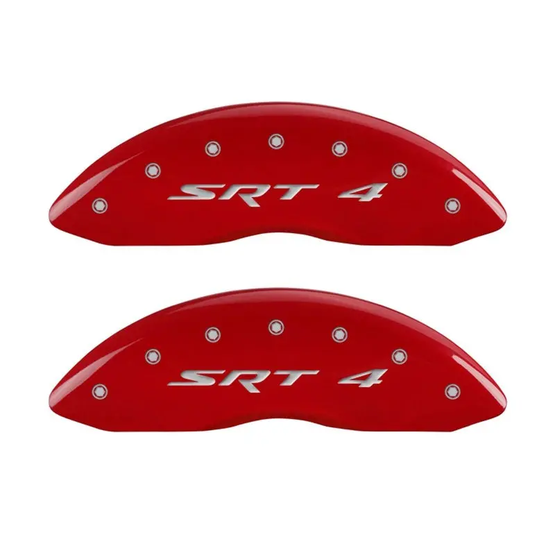 Mgp Front Set 2 Caliper Covers Engraved Front Srt4 Red Finish Silver Ch 1