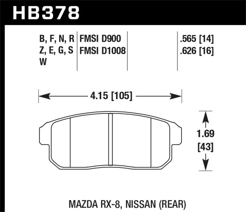 Hawk Hp Plus Rear Brake Pads For 2003–2007 Mazda Rx-8 (Part #D1008) 1