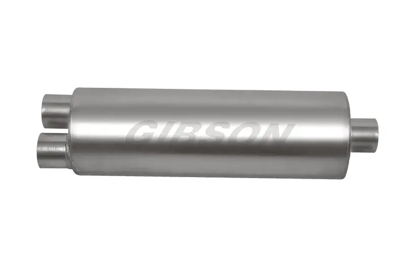 Gibson Sft Superflow Dual/Offset Round Muffler - 8X24In/2.5In Inlet/3In Outlet - Stainless 1
