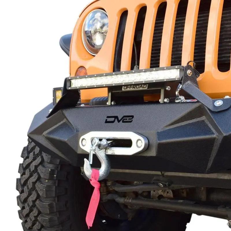 Dv8 Offroad Stubby Steel Front Bumper For 2007–2018 Jeep Wrangler Jk/Jl – Includes Winch Plate & Led Light Mounts 1