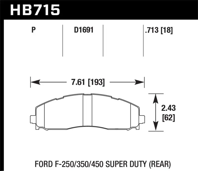 Hawk 15-17 Ford F-250/350 Lts Street Rear Brake Pads 1