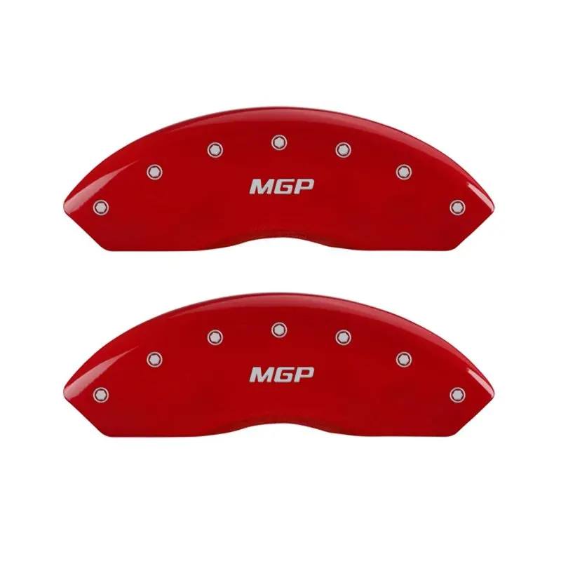 Mgp Engraved Caliper Covers – Front Pair In Red Finish With Silver Chrome Accents 1