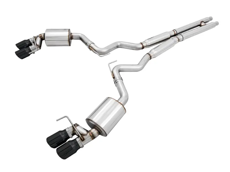 Awe Tuning Touring Cat-Back Exhaust For 2018–2023 Ford Mustang Gt (S550) – Quad Diamond Black Tips 1