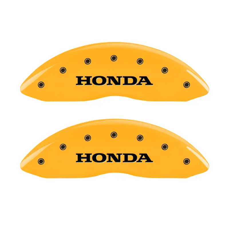 Mgp Engraved Honda H-Logo Caliper Covers – Front & Rear, Yellow Finish With Black Charcoal Accents 1