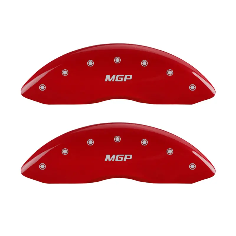 Mgp Engraved Red-Finish Caliper Covers – Front & Rear (Silver Chrome Accent) 1