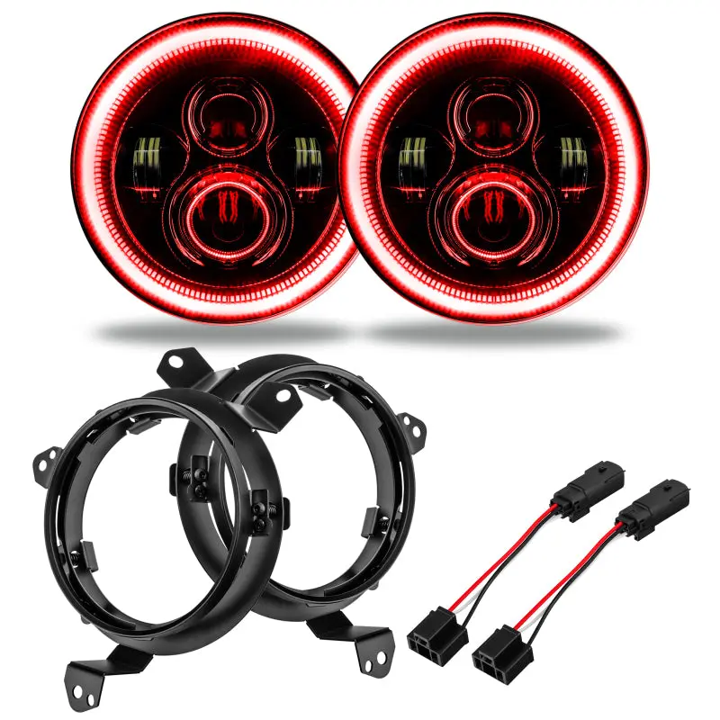 Oracle High-Power Led Headlights – 7-Inch Red Pair For Jeep Wrangler Jl & Gladiator Jt 1
