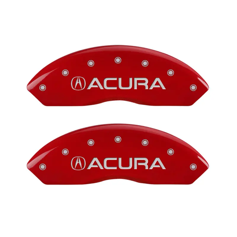 Mgp Engraved 4-Piston Caliper Covers – Front Acura & Rear Rsx, Red Finish With Silver Chrome Trim 1