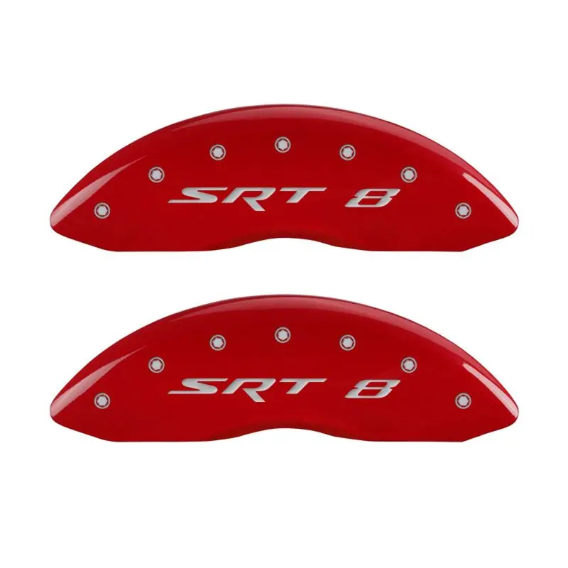 Mgp Engraved 4-Piston Caliper Covers – Front & Rear For Dodge Srt8 (Red Finish With Silver Char) 1